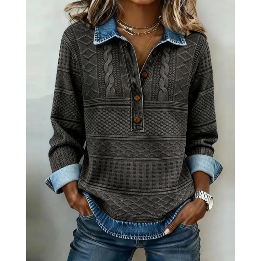 Elena | Damen Locker Pullover Mit Kragen