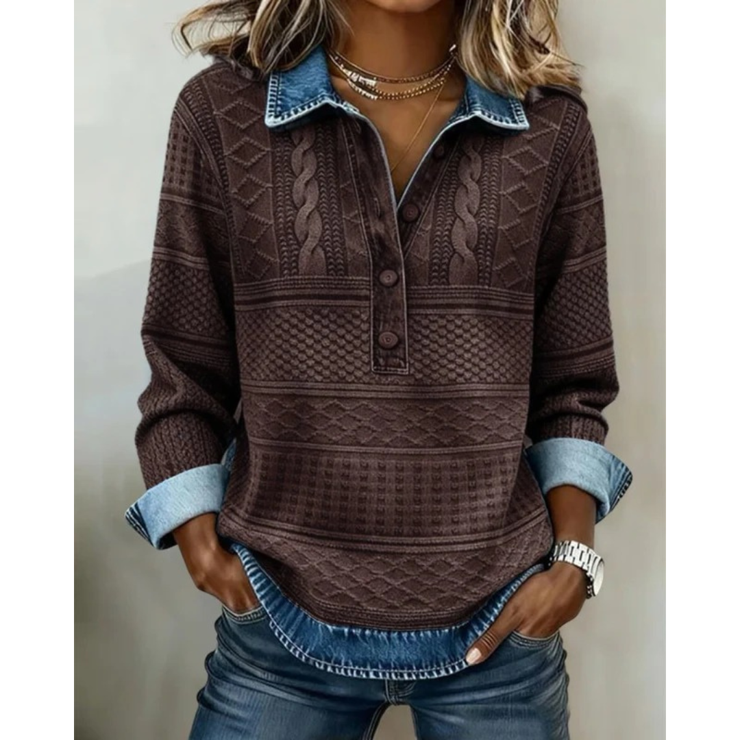 Elena | Damen Locker Pullover Mit Kragen