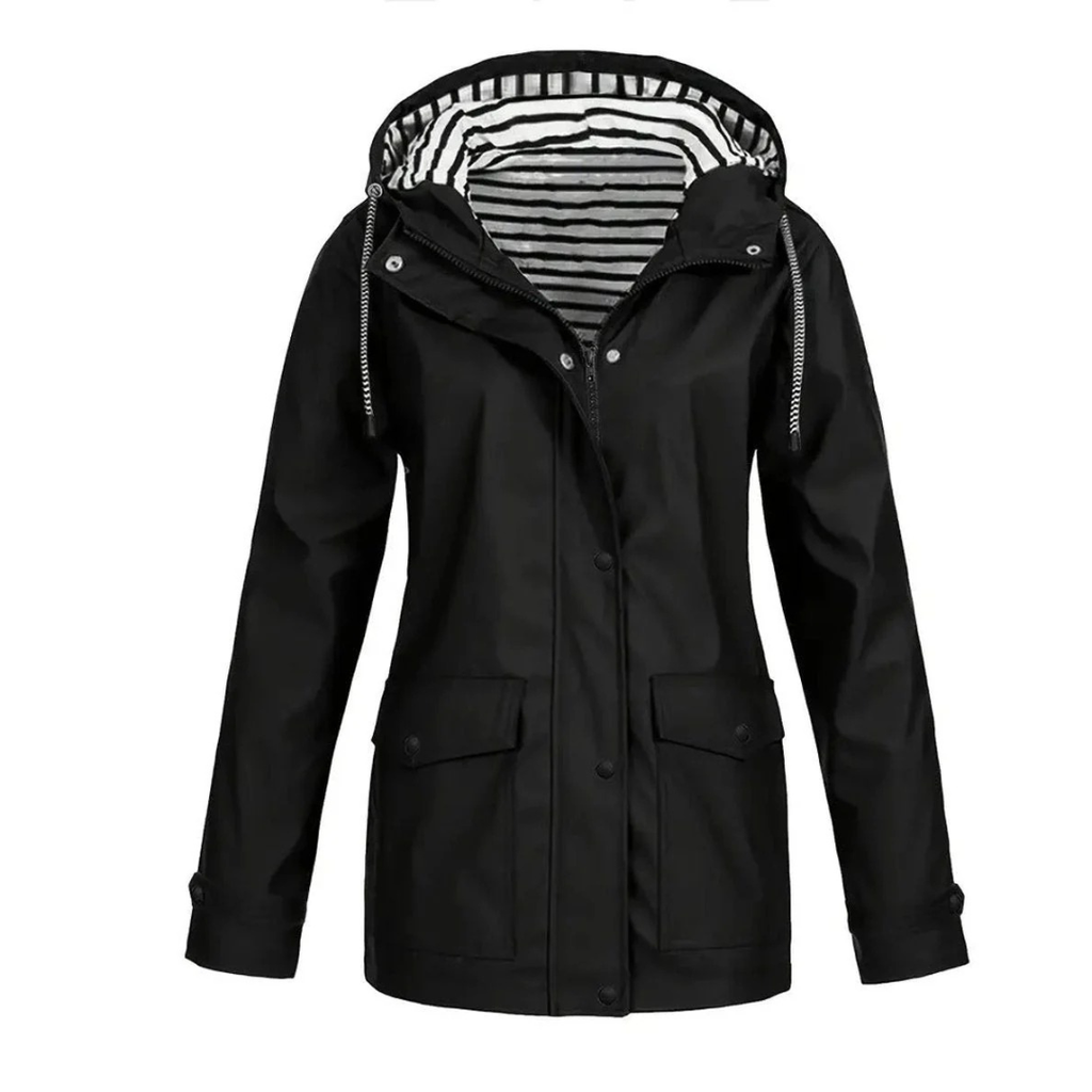 Elena | Damen Mittellange Wasserdichte Regenjacke