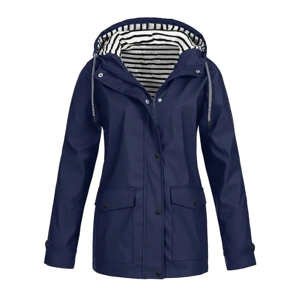 Elena | Damen Mittellange Wasserdichte Regenjacke
