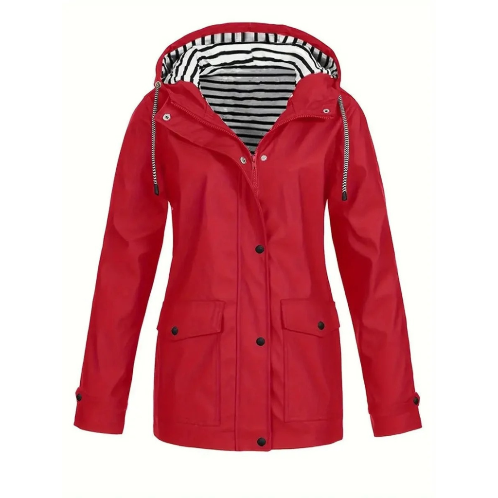 Elena | Damen Mittellange Wasserdichte Regenjacke