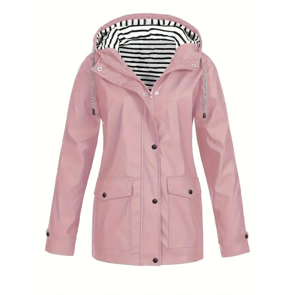 Elena | Damen Mittellange Wasserdichte Regenjacke