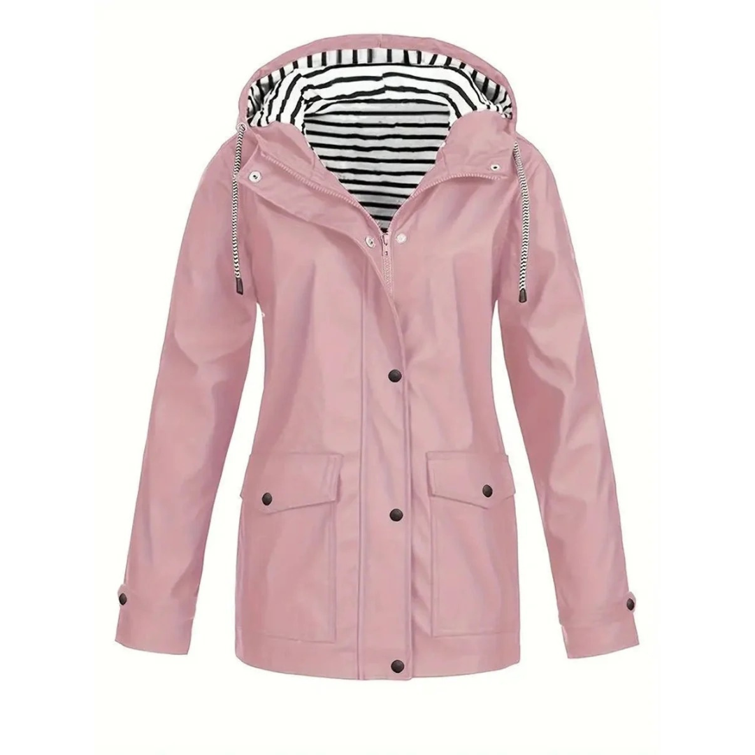 Elena | Damen Mittellange Wasserdichte Regenjacke