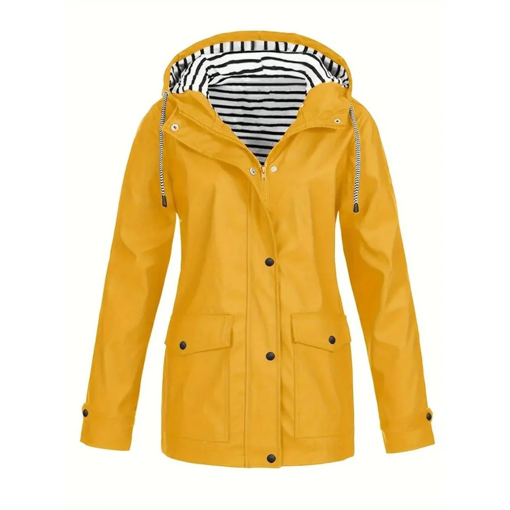 Elena | Damen Mittellange Wasserdichte Regenjacke