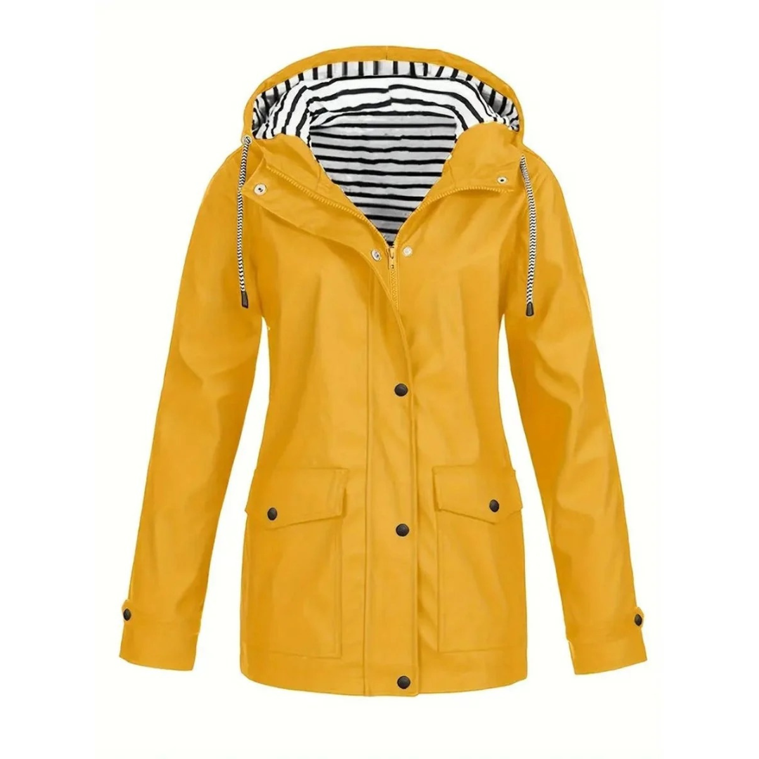 Elena | Damen Mittellange Wasserdichte Regenjacke