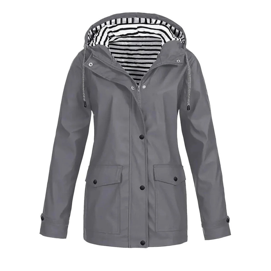 Elena | Damen Mittellange Wasserdichte Regenjacke