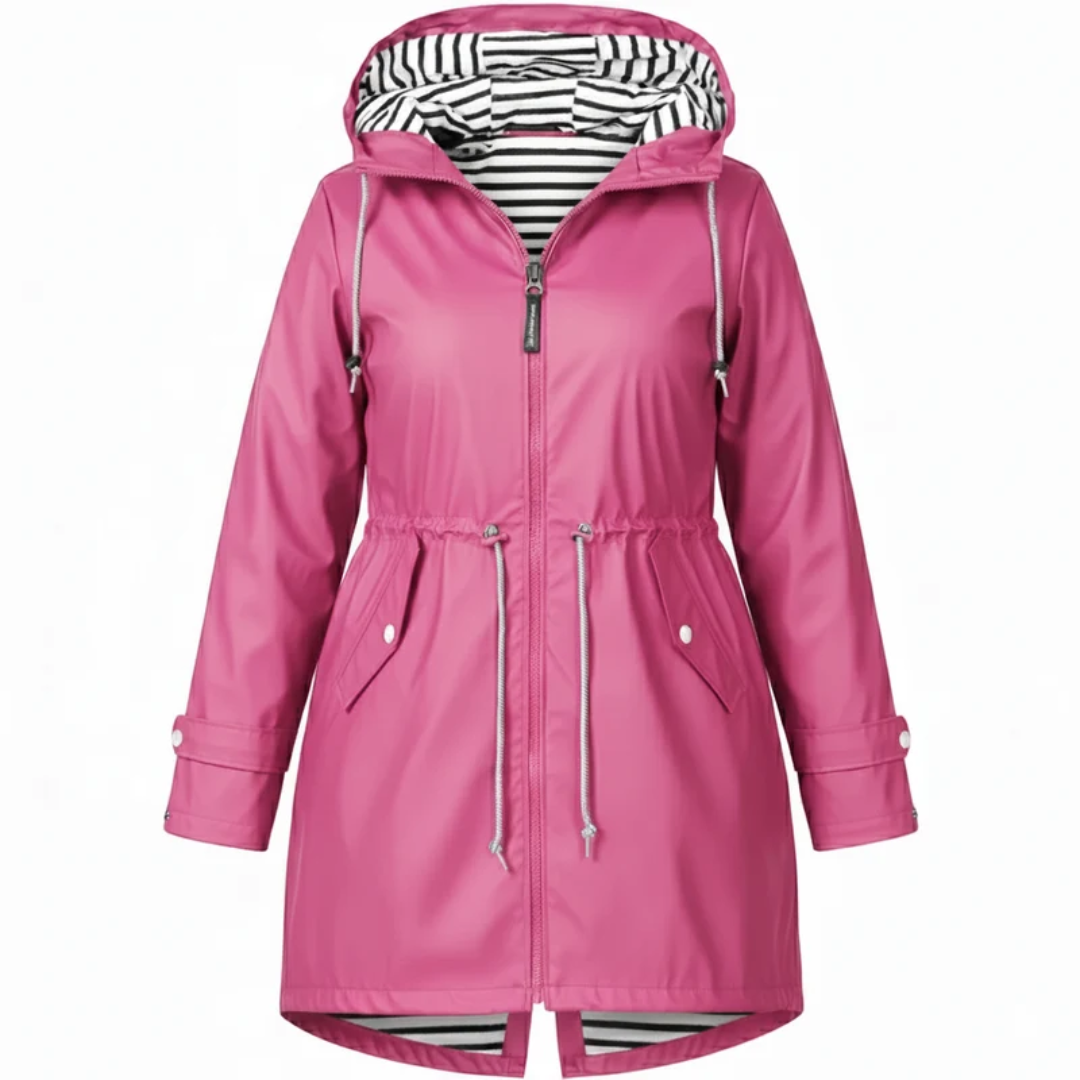Eleni | Damen Wasserdichte Regenjacke für Große Größen mit Kapuze und Taschen
