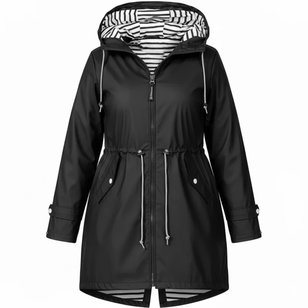 Eleni | Damen Wasserdichte Regenjacke für Große Größen mit Kapuze und Taschen