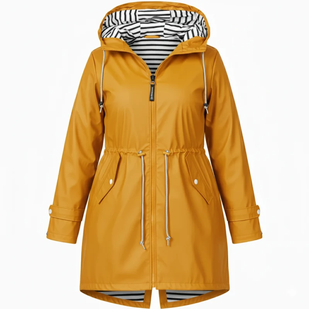 Eleni | Damen Wasserdichte Regenjacke für Große Größen mit Kapuze und Taschen