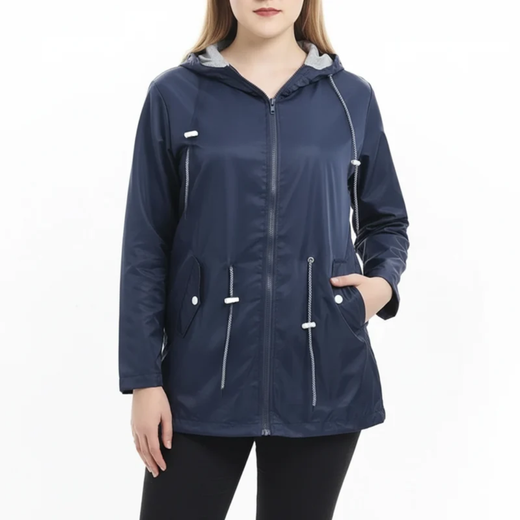 Eleni | Damen Wasserdichte Regenjacke für Große Größen mit Kapuze und Taschen