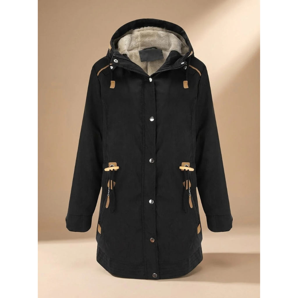 Eleonora | Damen Winterjacke im Parka Stil mit Fleece, Kapuze und Taschen