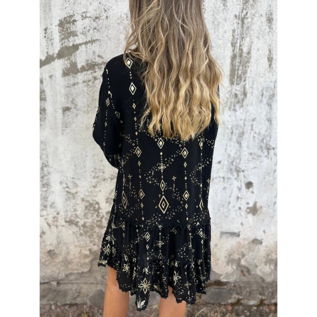 Elfriede | Damen Boho Midikleid Mit V-Ausschnitt