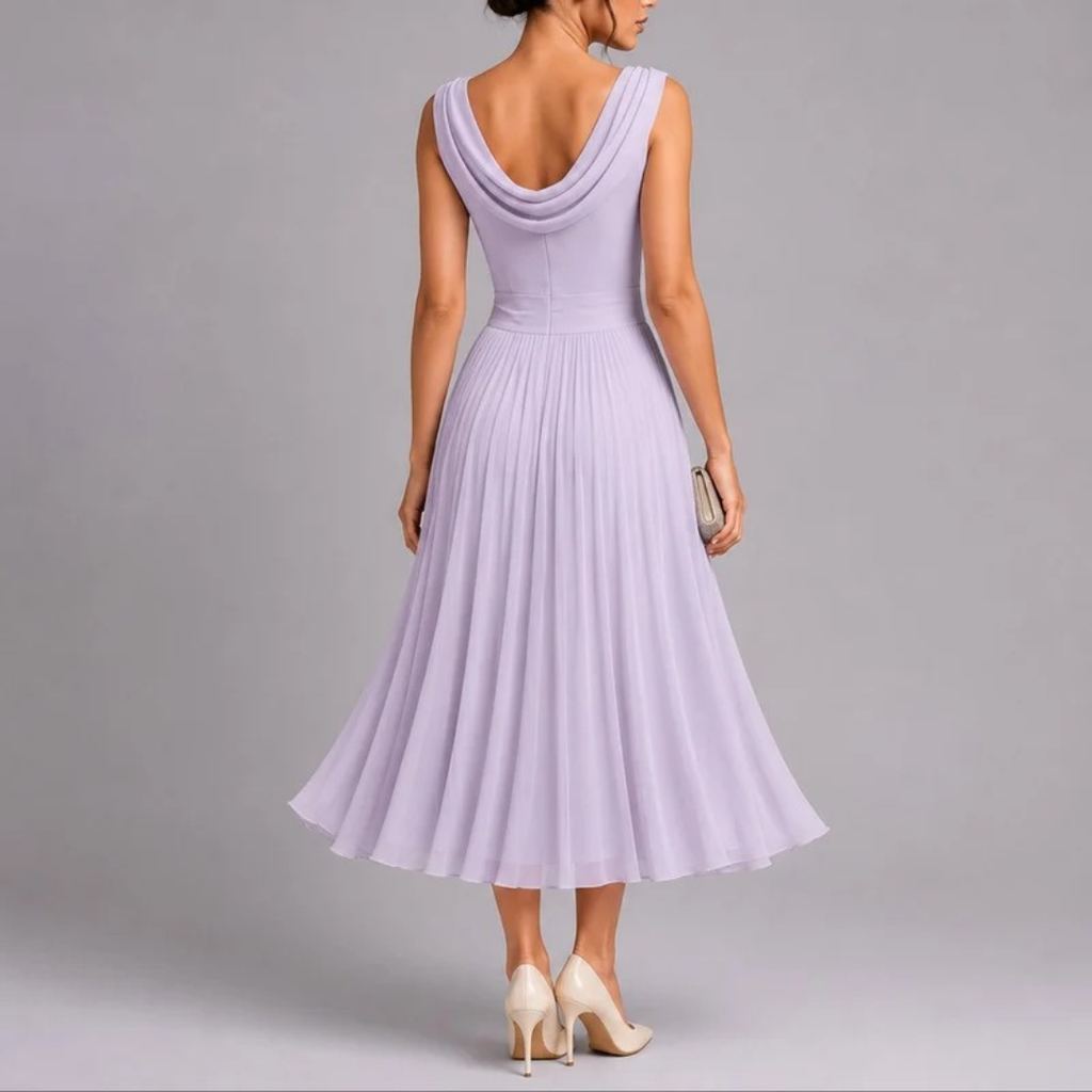 Elfriede | Damen Herbst Midikleid für Hochzeitsgäste mit Plissee