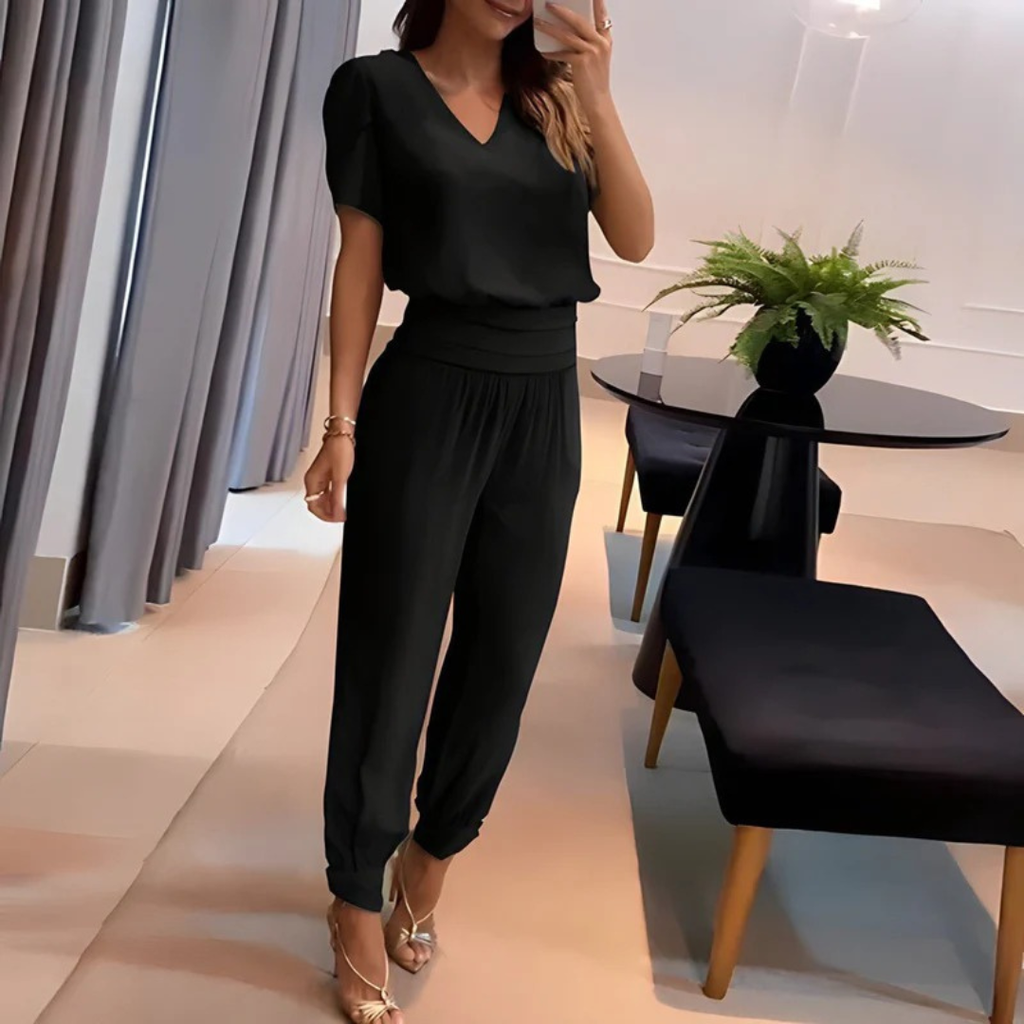 Elfriede | Damen Sommer Zweiteiler Bluse Hose Set