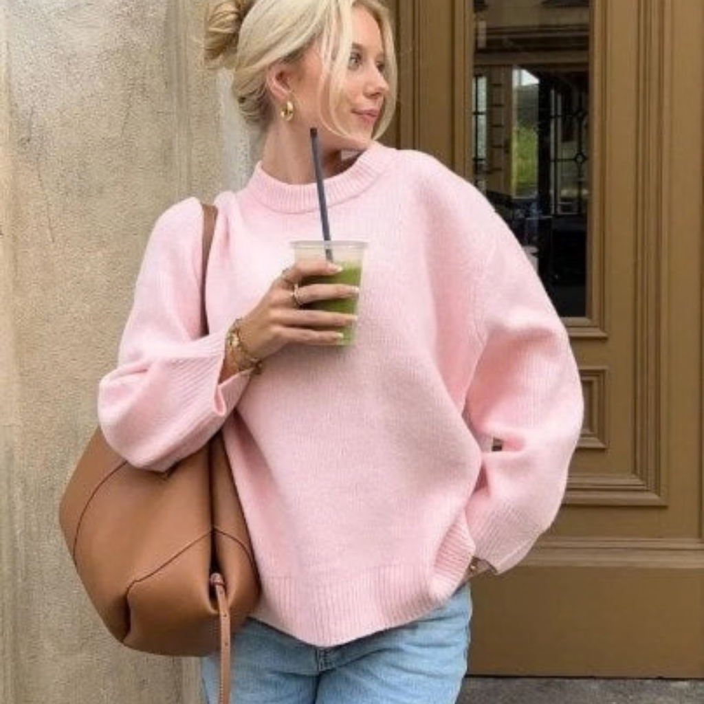 Eliana | Damen Stylischer Strickpullover für Große Größen mit Langarm
