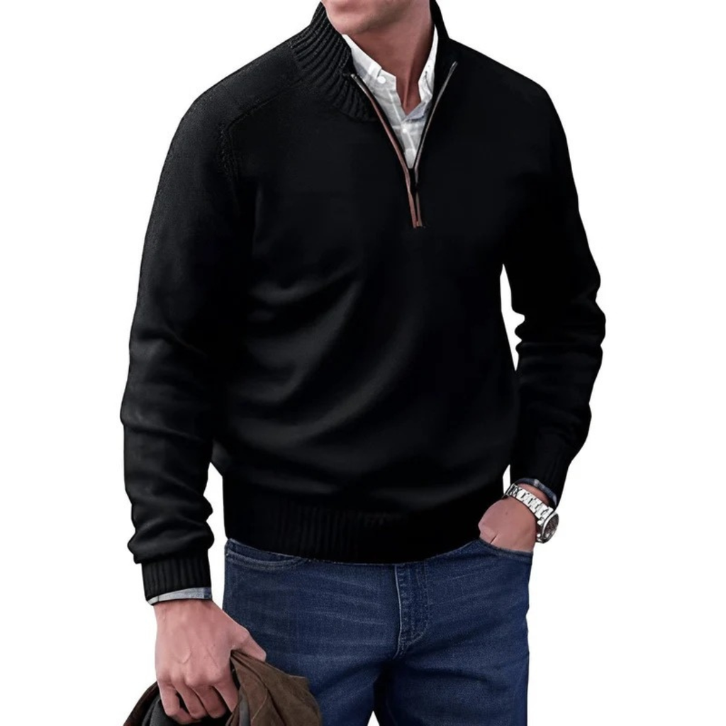 Elias | Herren Strick Pullover mit Quarter-Zip