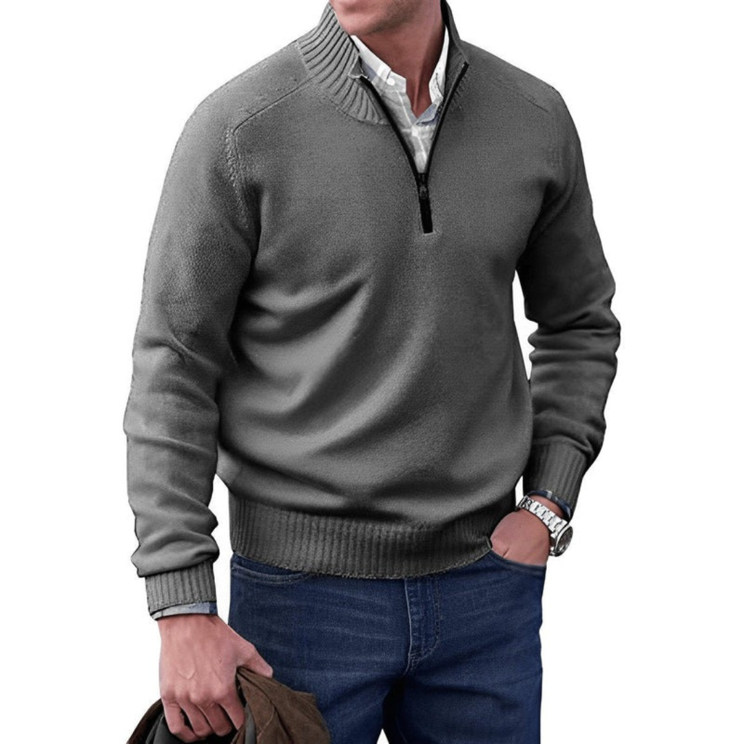 Elias | Herren Strick Pullover mit Quarter-Zip