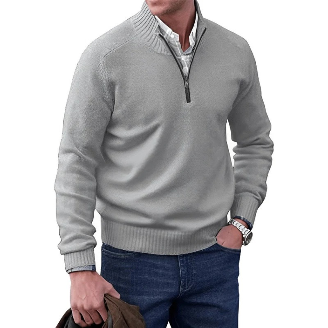 Elias | Herren Strick Pullover mit Quarter-Zip