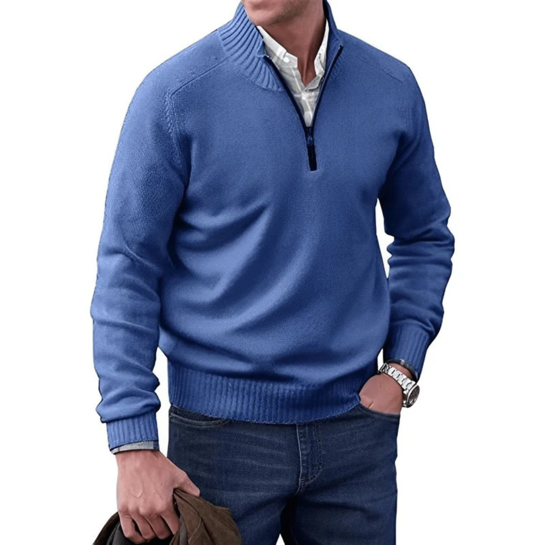 Elias | Herren Strick Pullover mit Quarter-Zip