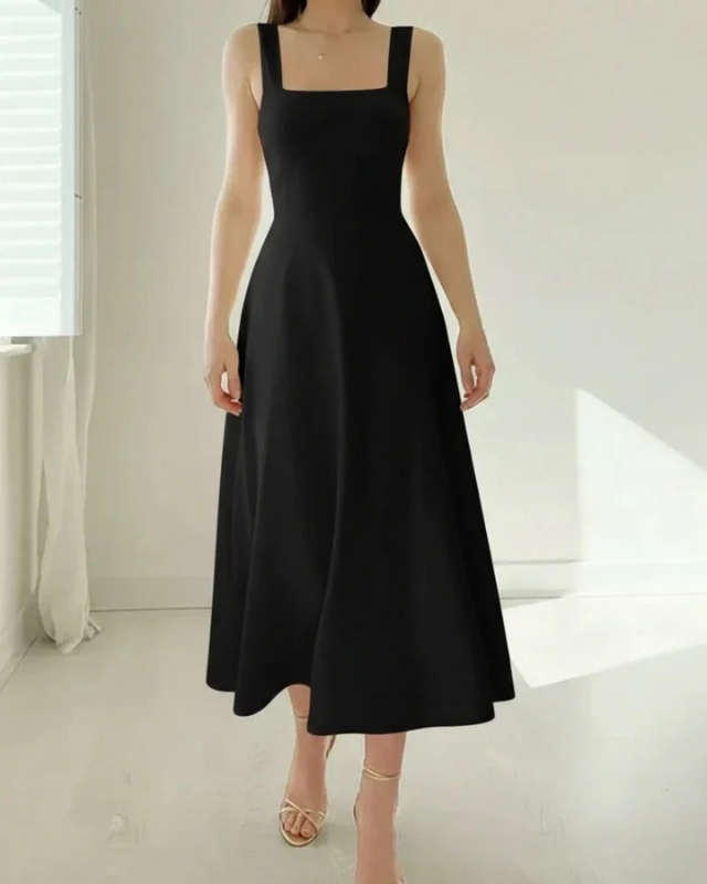 Elina | Damen Elegantes Midi Abendkleid mit Trägern