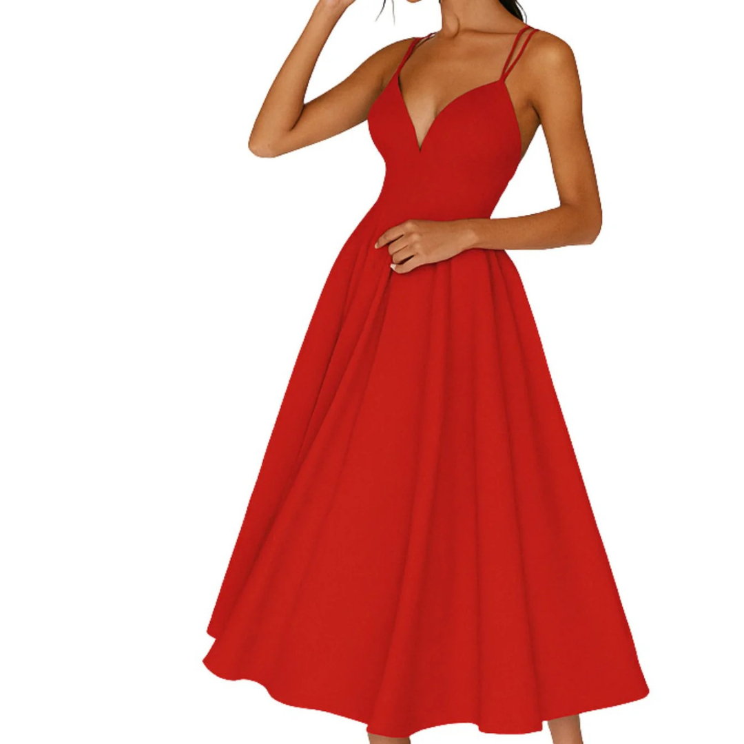 Elisa | Damen Stilvolles Blumen Midikleid