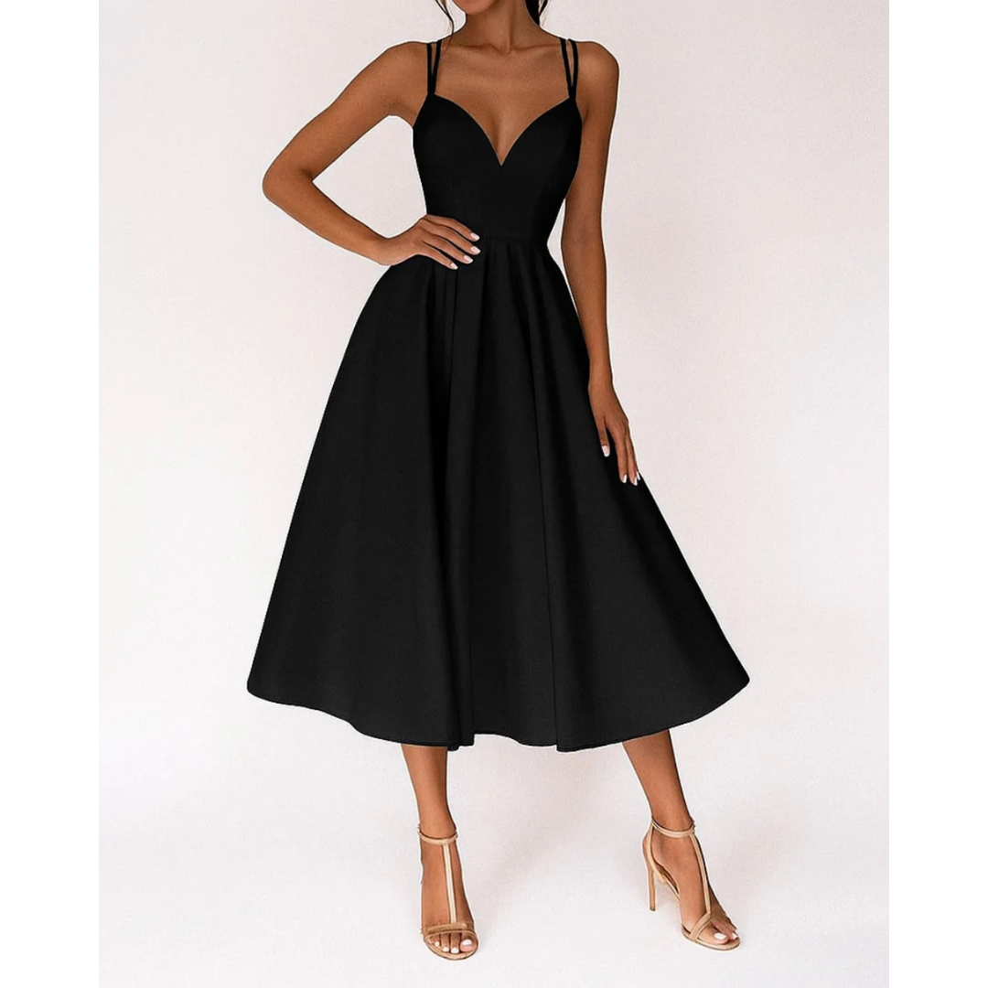 Elisa | Damen Stilvolles Blumen Midikleid