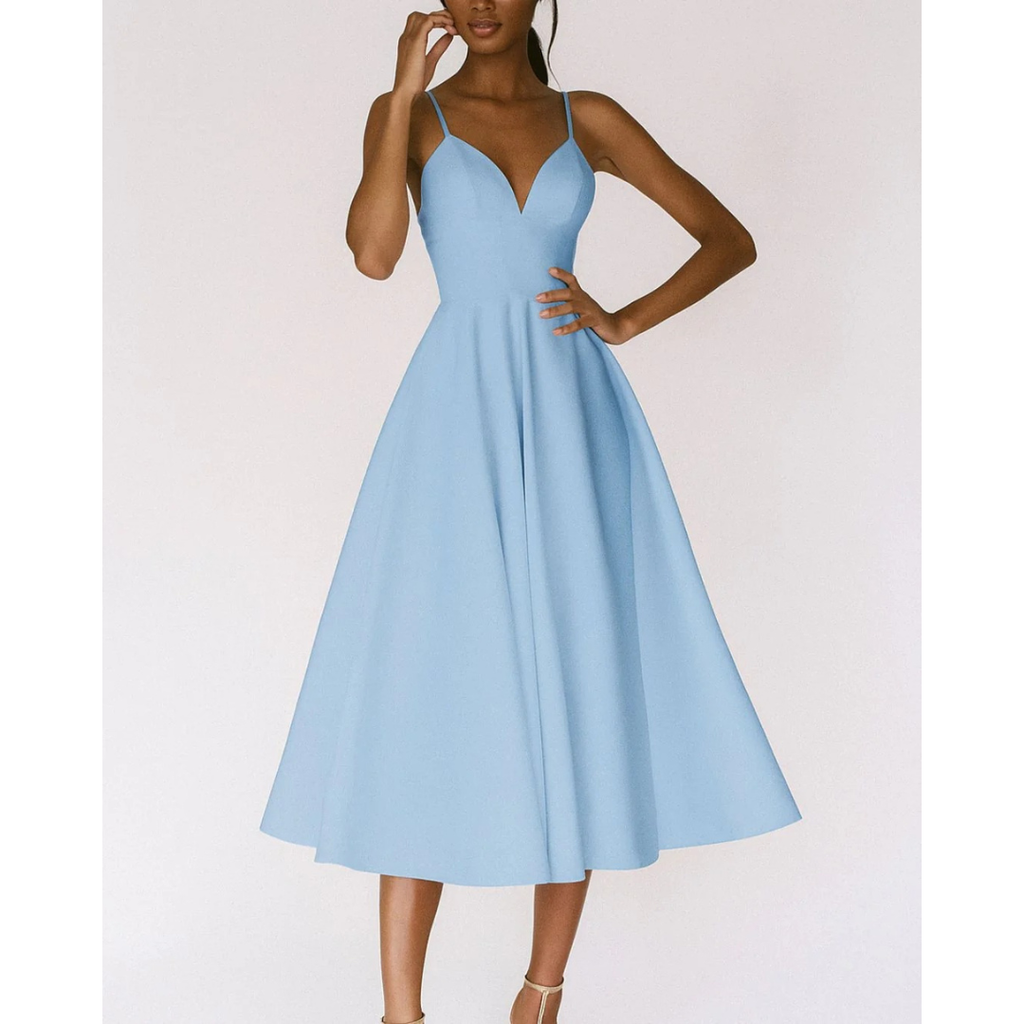 Elisa | Damen Stilvolles Blumen Midikleid