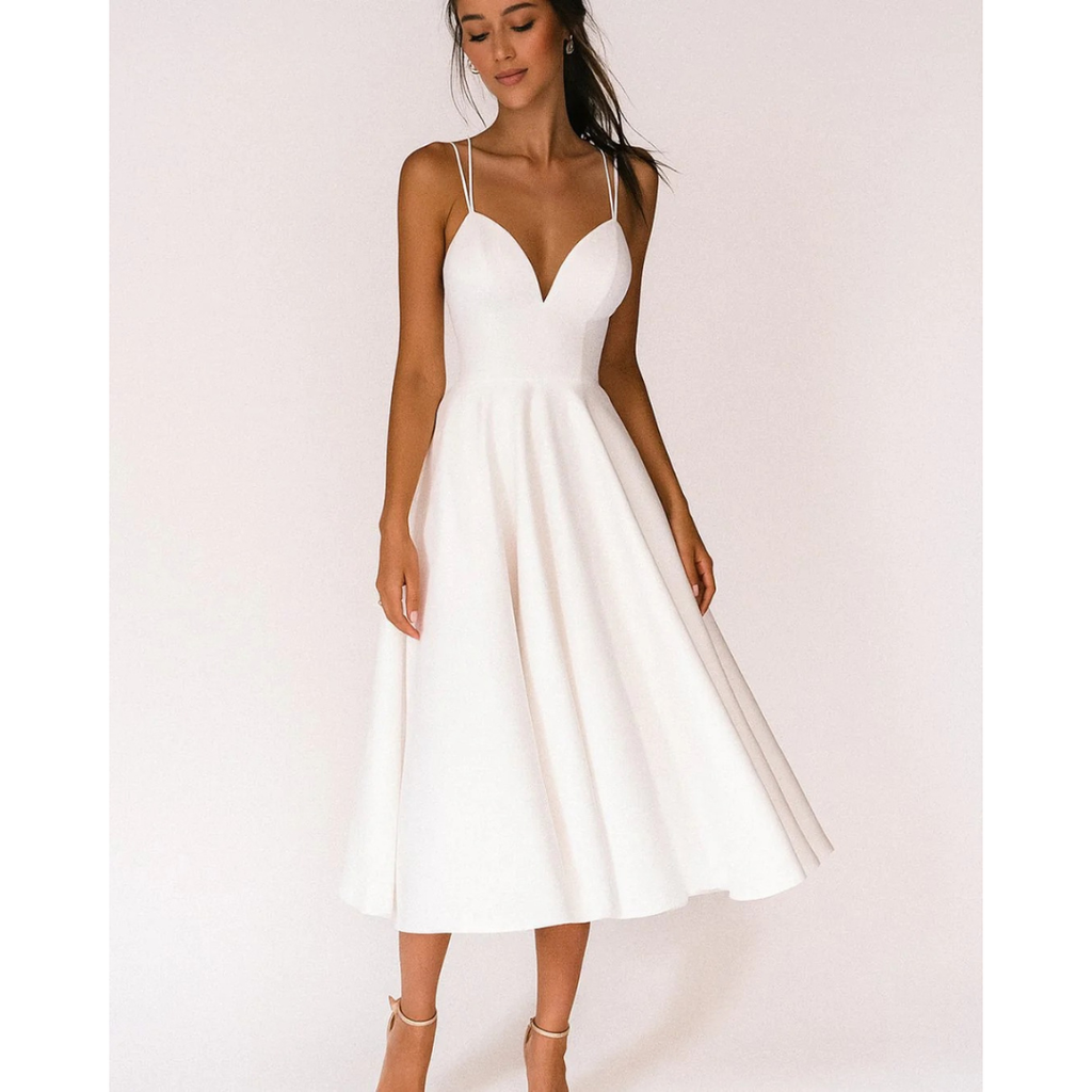 Elisa | Damen Stilvolles Blumen Midikleid