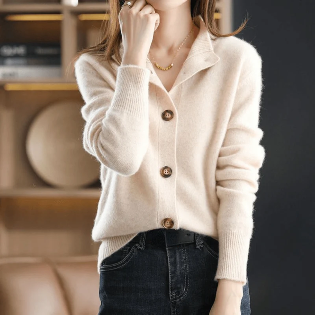Elisa | Damen Strickjacke Locker mit Knöpfen