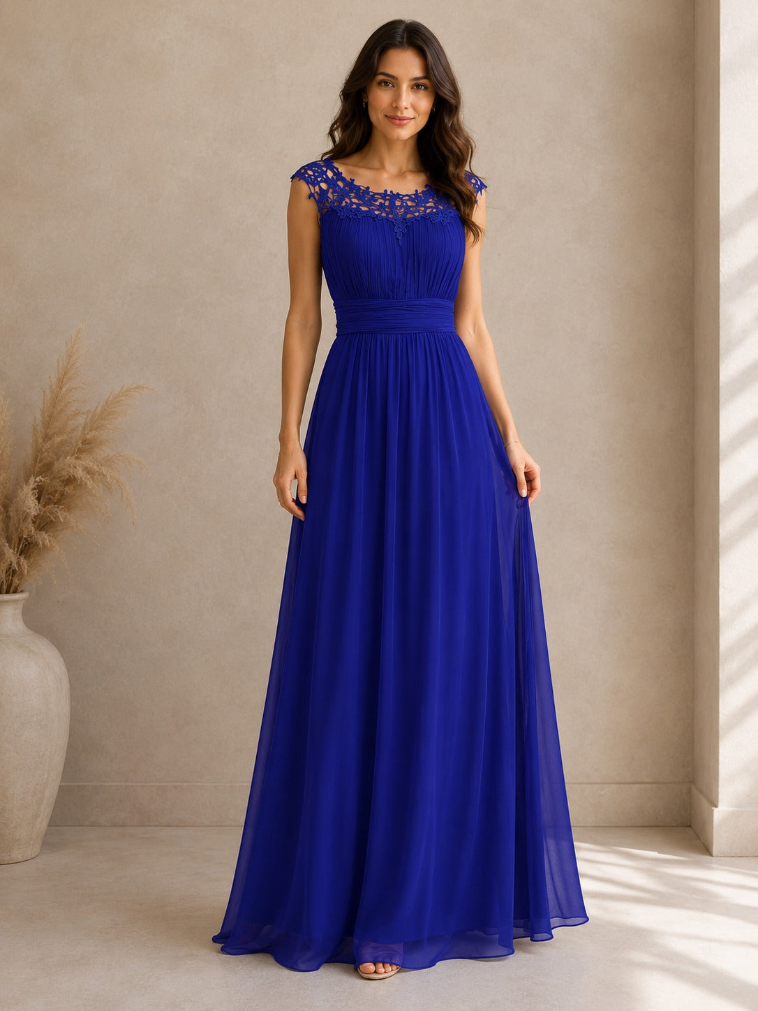 Elisabeth | Damen Florales Maxi Abendkleid mit V-Ausschnitt
