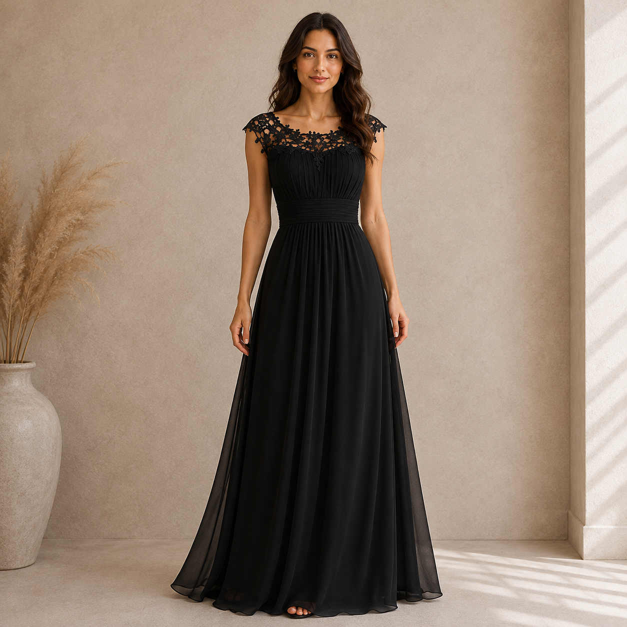 Elisabeth | Damen Florales Maxi Abendkleid mit V-Ausschnitt