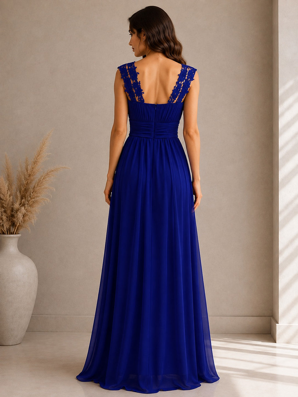 Elisabeth | Damen Florales Maxi Abendkleid mit V-Ausschnitt