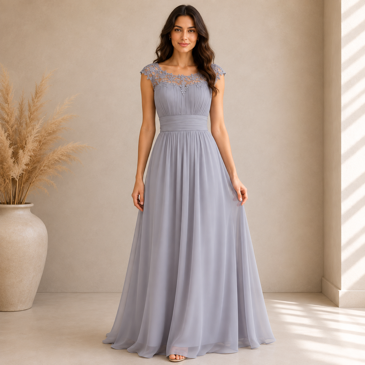 Elisabeth | Damen Florales Maxi Abendkleid mit V-Ausschnitt