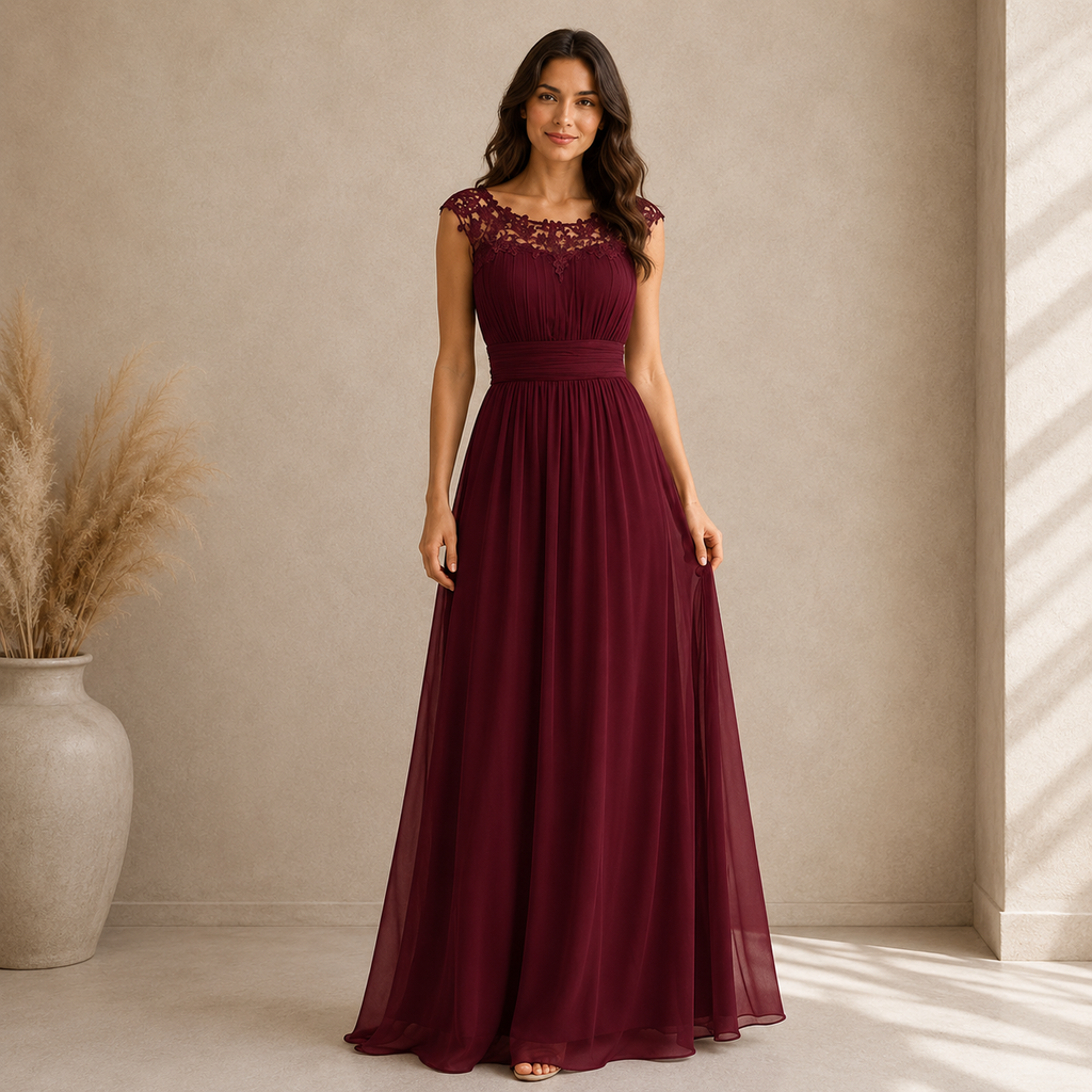 Elisabeth | Damen Florales Maxi Abendkleid mit V-Ausschnitt