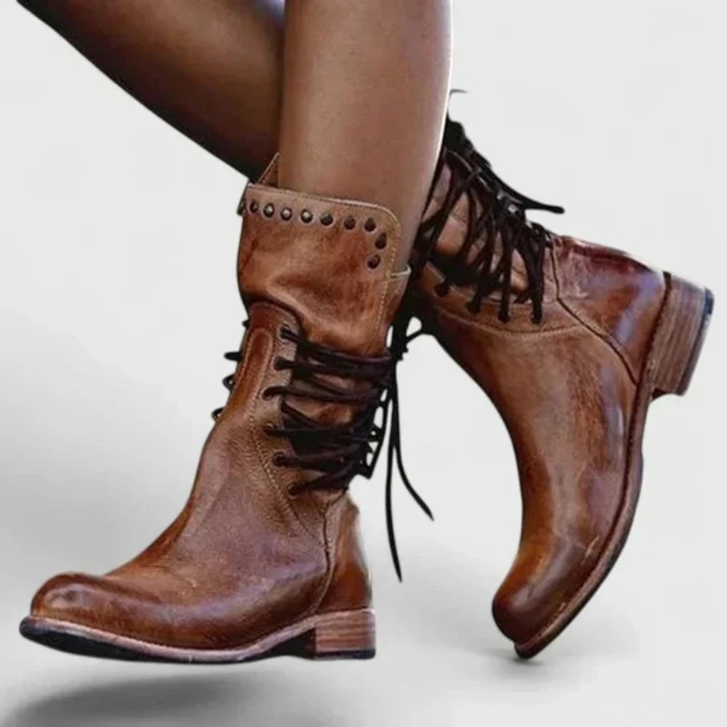 Elisabeth | Damen Orthopädische Stiefeletten mit Nieten und Vintage Design
