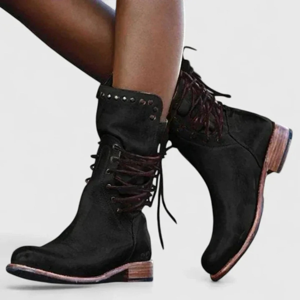 Elisabeth | Damen Orthopädische Stiefeletten mit Nieten und Vintage Design