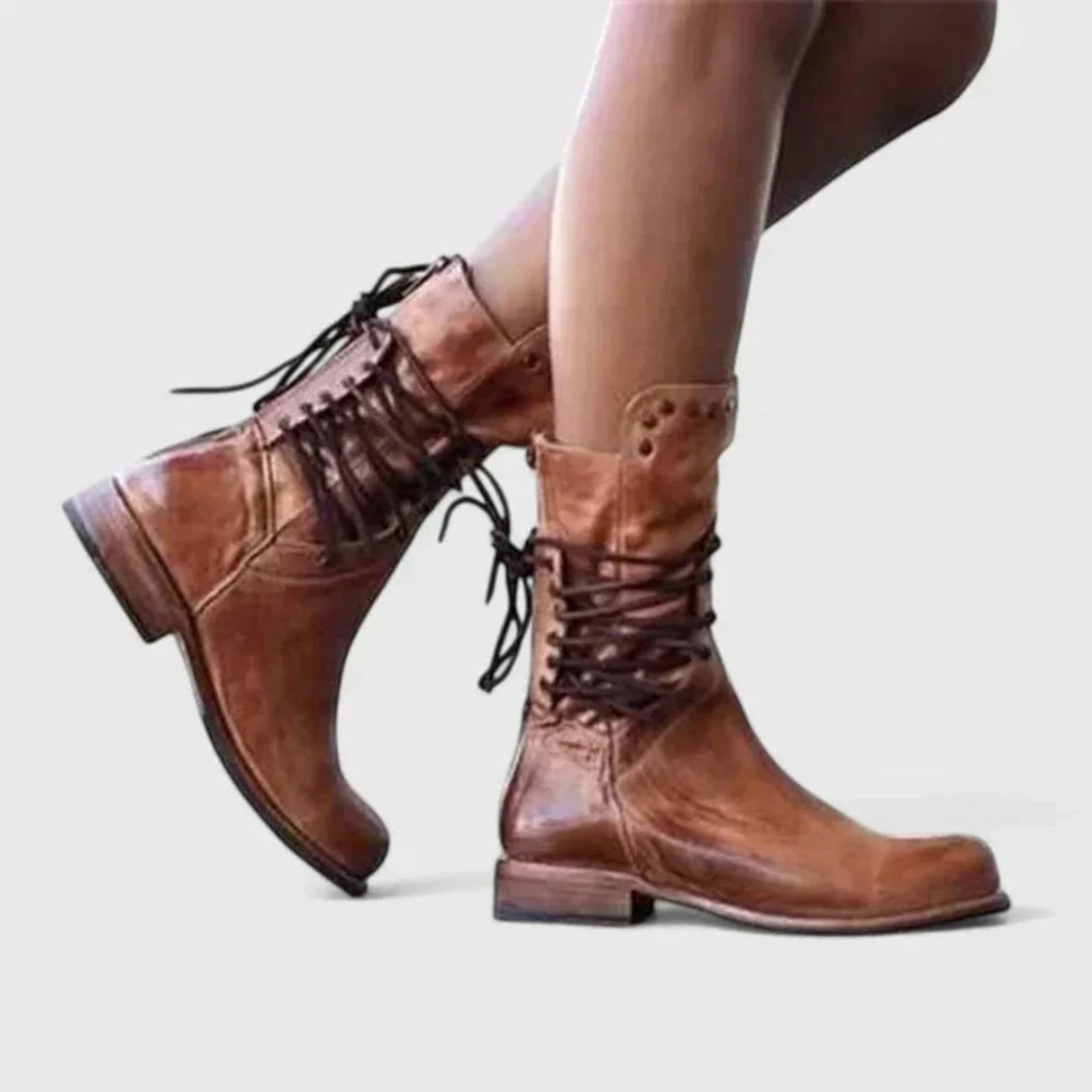 Elisabeth | Damen Orthopädische Stiefeletten mit Nieten und Vintage Design