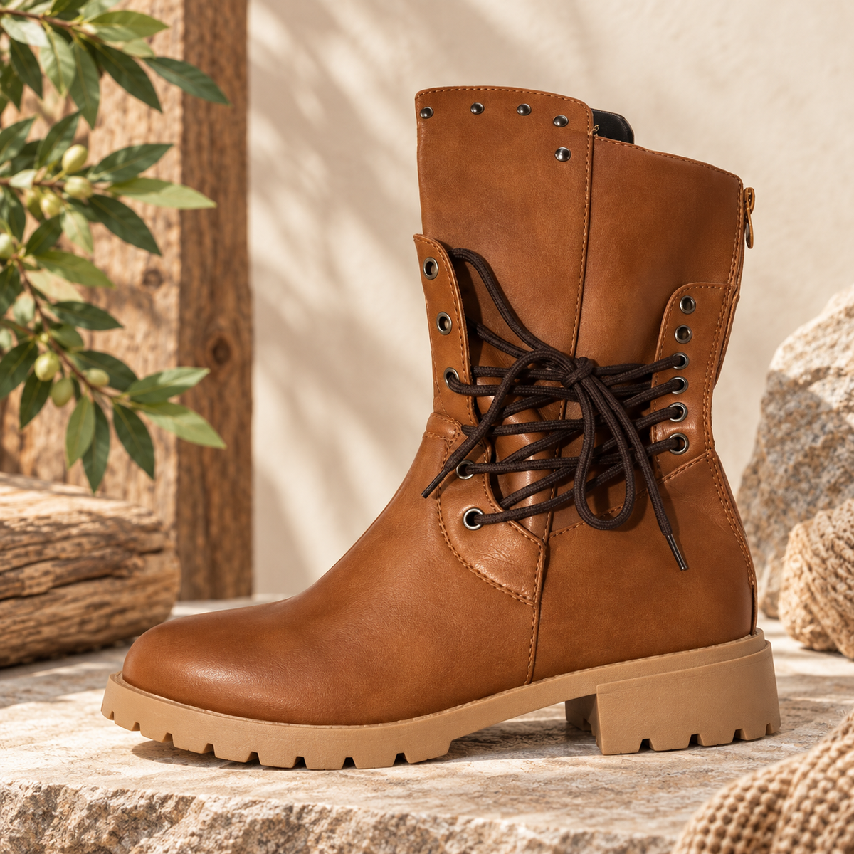 Elisabeth | Damen Orthopädische Stiefeletten mit Nieten und Vintage Design