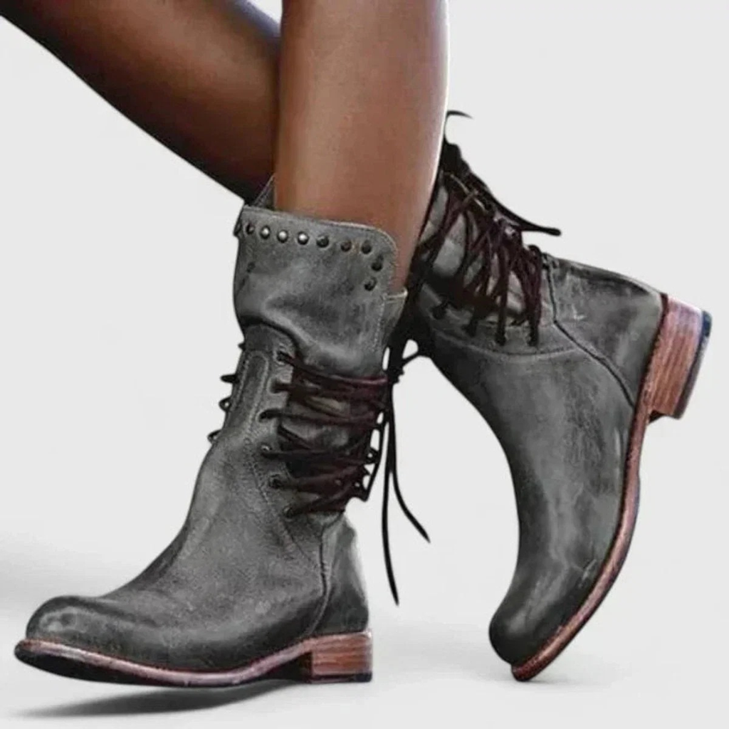 Elisabeth | Damen Orthopädische Stiefeletten mit Nieten und Vintage Design