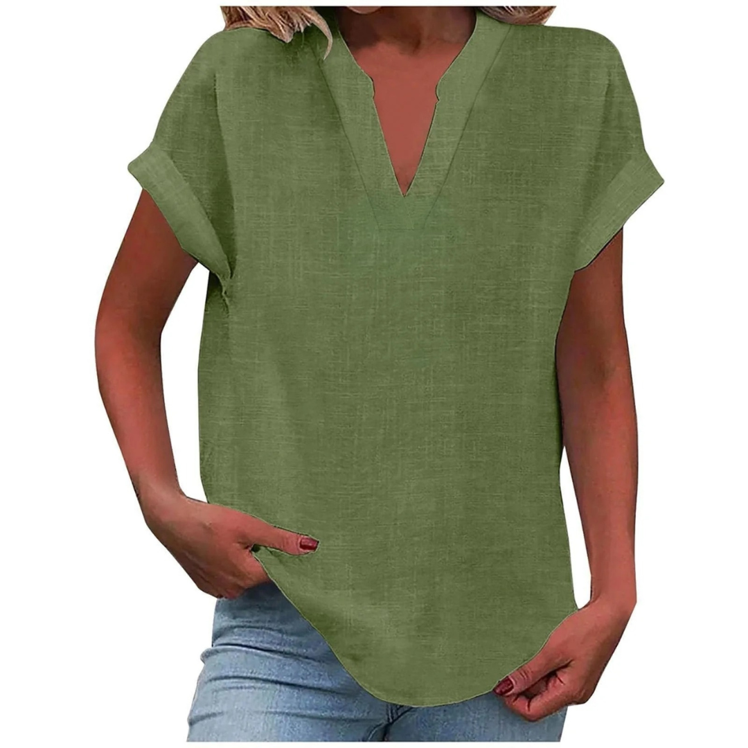 Elisabeth | Damen Sommer Bluse Mit V-Ausschnitt