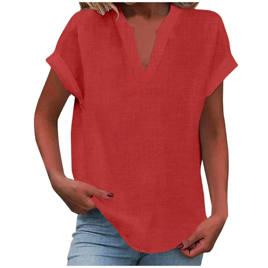 Elisabeth | Damen Sommer Bluse Mit V-Ausschnitt
