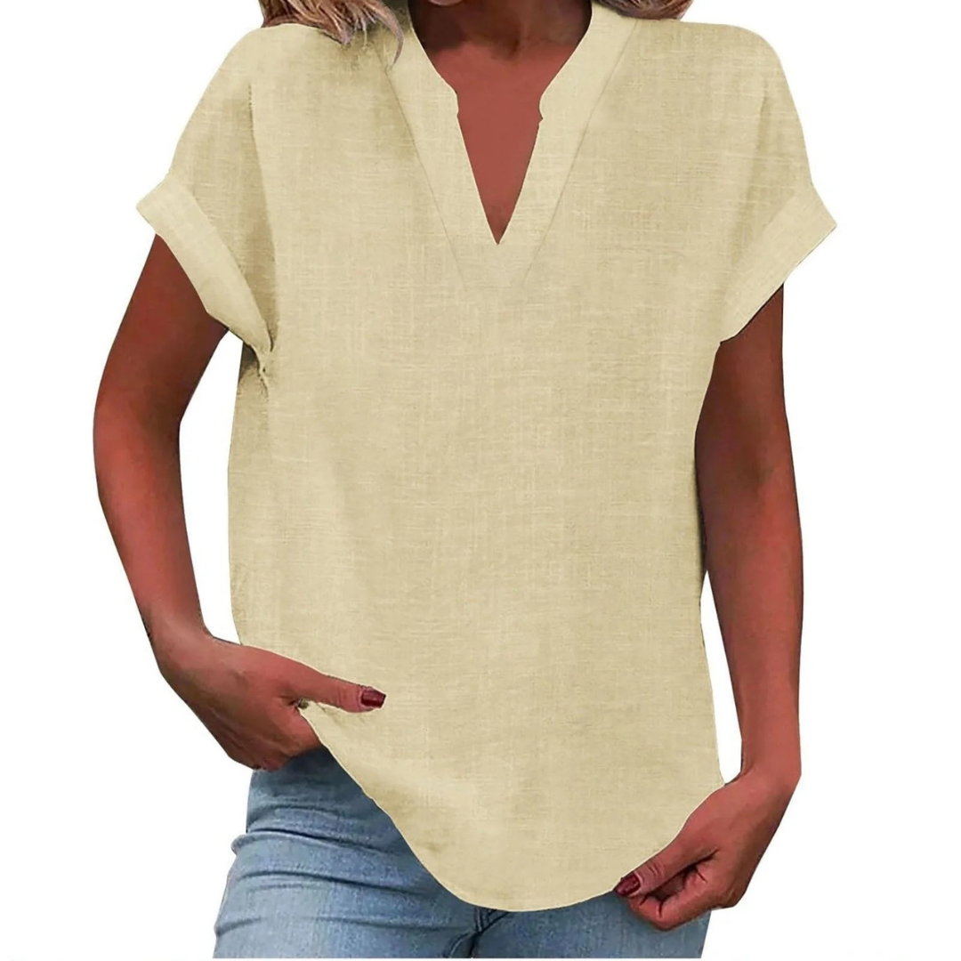 Elisabeth | Damen Sommer Bluse Mit V-Ausschnitt