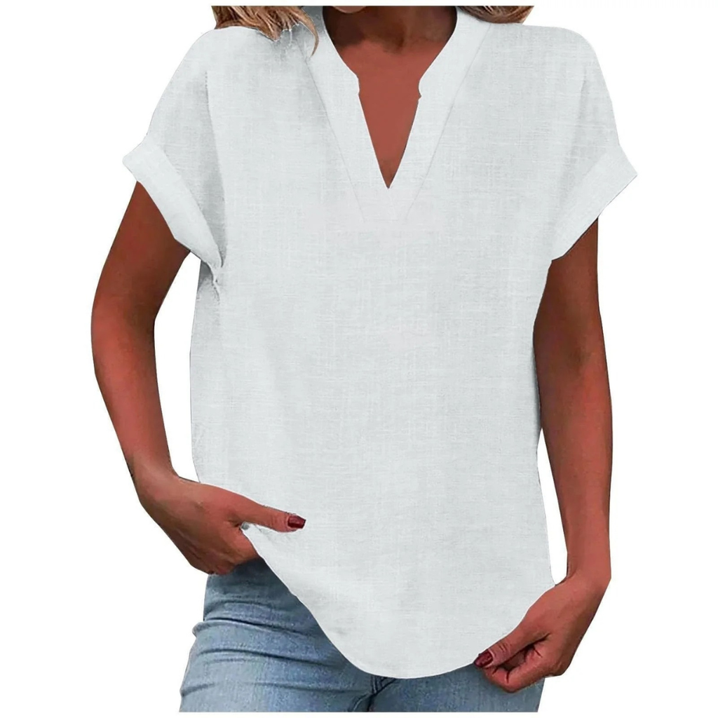 Elisabeth | Damen Sommer Bluse Mit V-Ausschnitt
