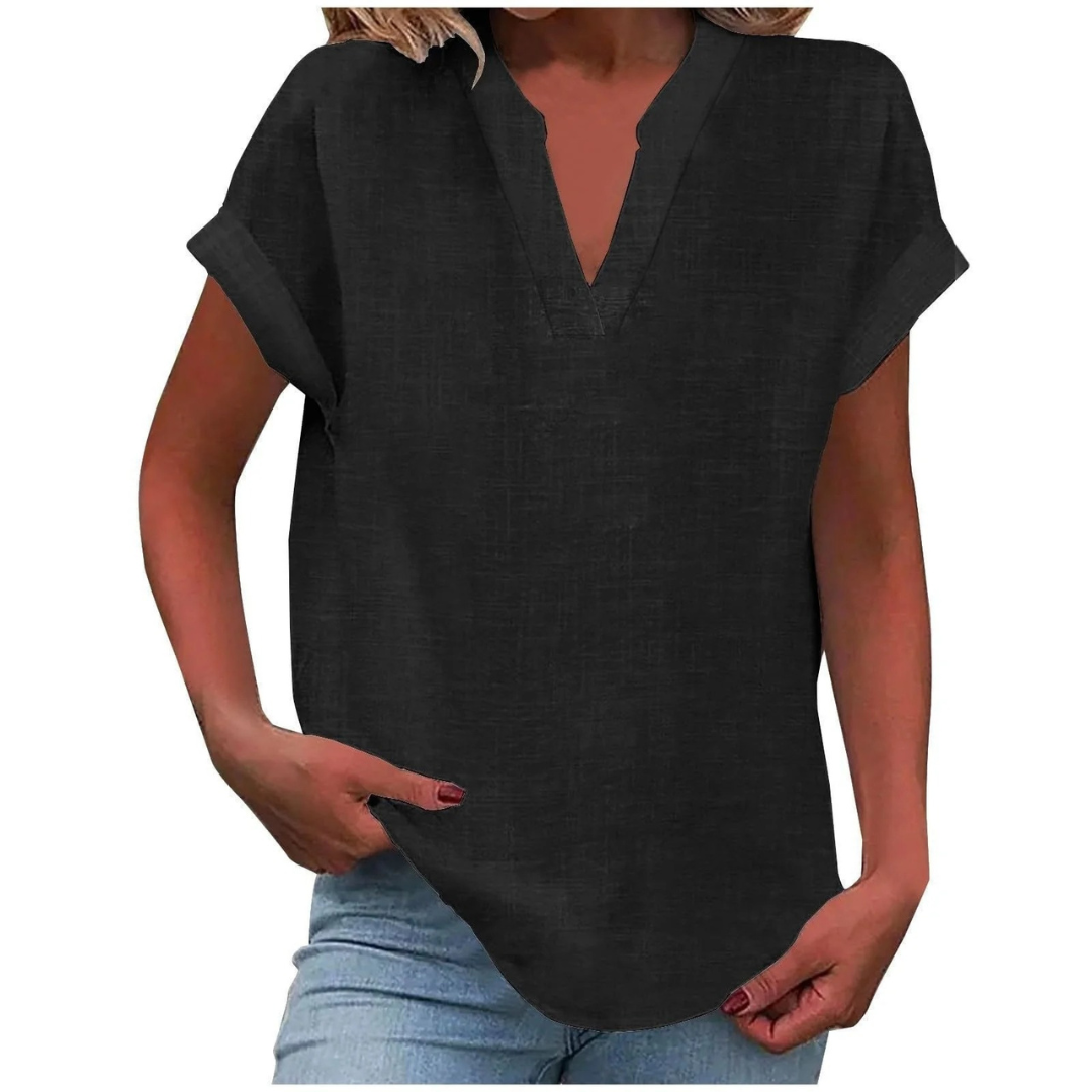Elisabeth | Damen Sommer Bluse Mit V-Ausschnitt