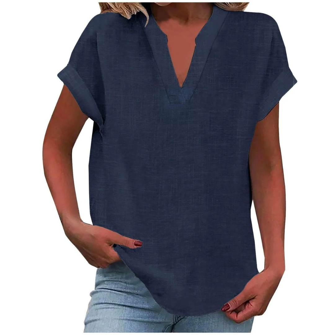 Elisabeth | Damen Sommer Bluse Mit V-Ausschnitt