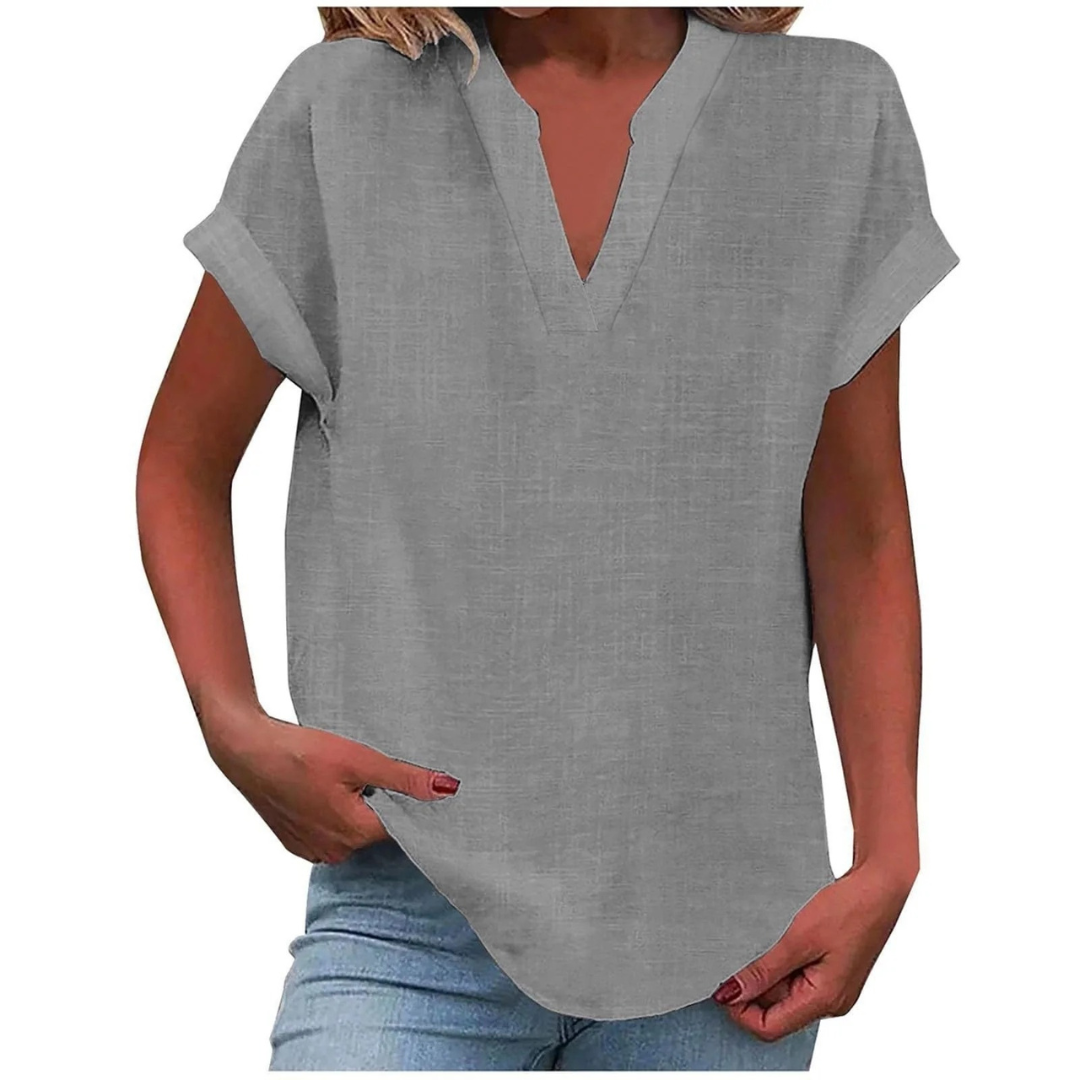 Elisabeth | Damen Sommer Bluse Mit V-Ausschnitt