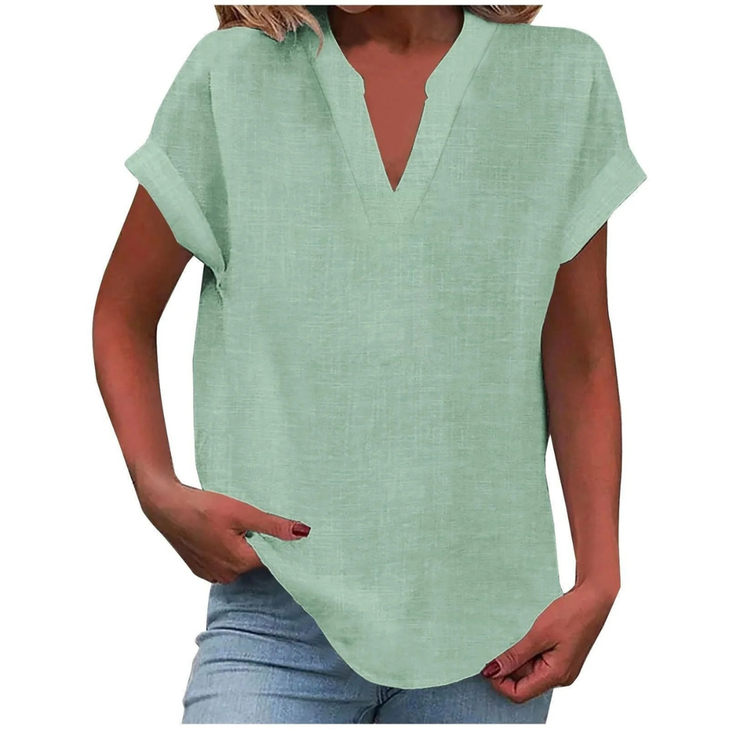 Elisabeth | Damen Sommer Bluse Mit V-Ausschnitt