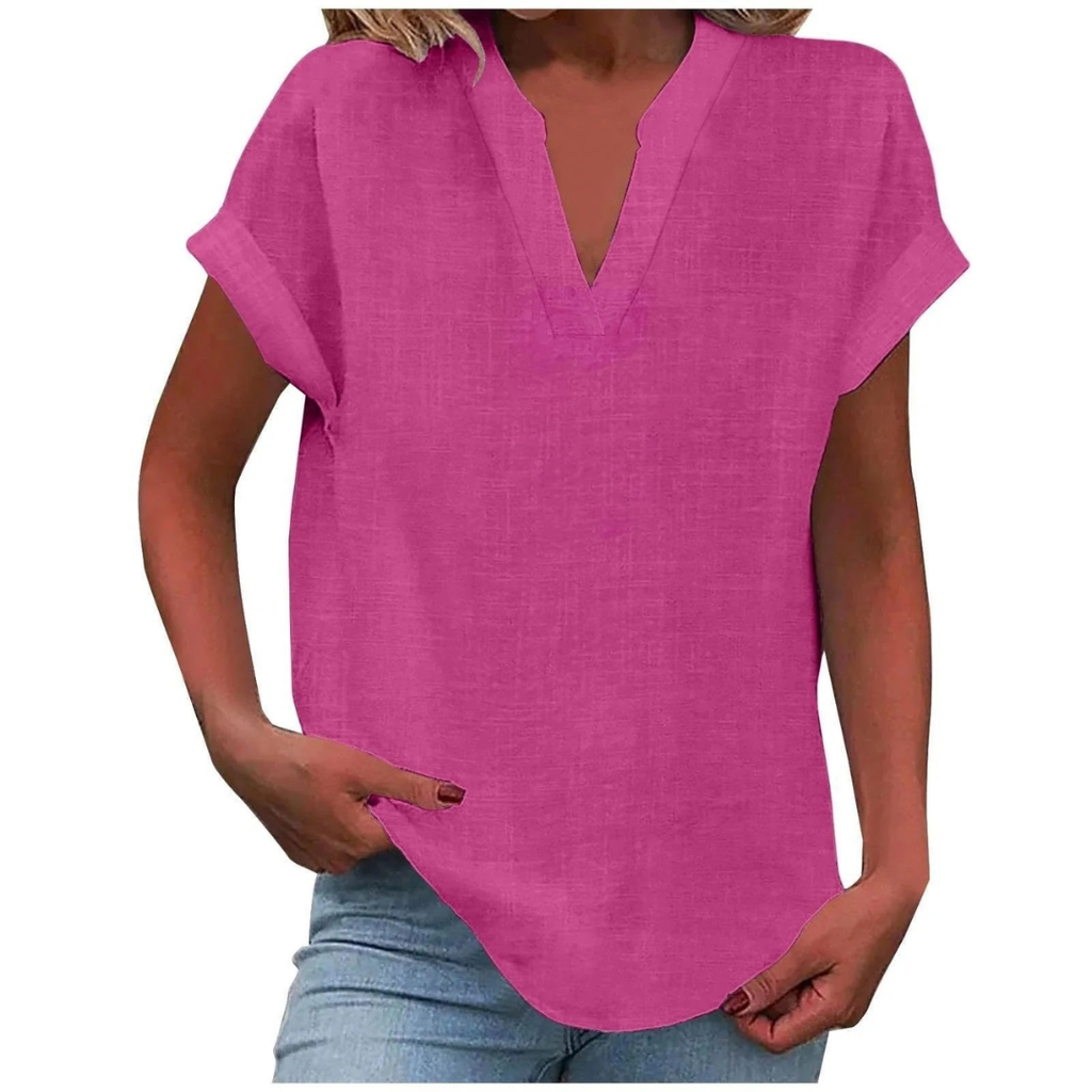 Elisabeth | Damen Sommer Bluse Mit V-Ausschnitt