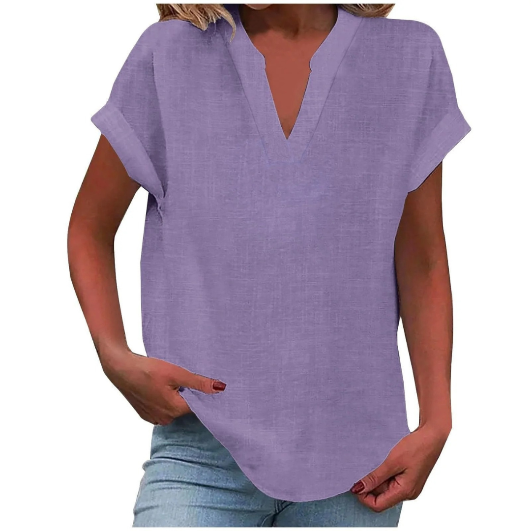 Elisabeth | Damen Sommer Bluse Mit V-Ausschnitt