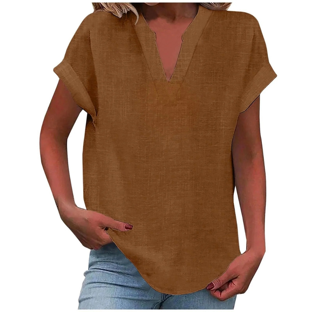 Elisabeth | Damen Sommer Bluse Mit V-Ausschnitt